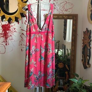 Johnny Was Pink Floral Midi Dress M